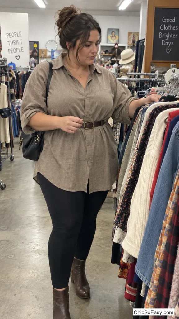 Men's Button-Down Belted Over Leggings