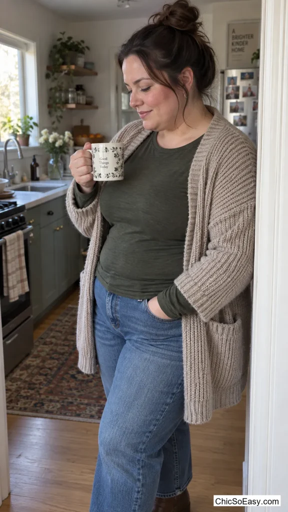 Merino Base Layer Under a Cardigan