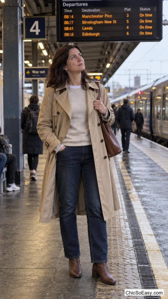Merino Tee Under a Classic Trench