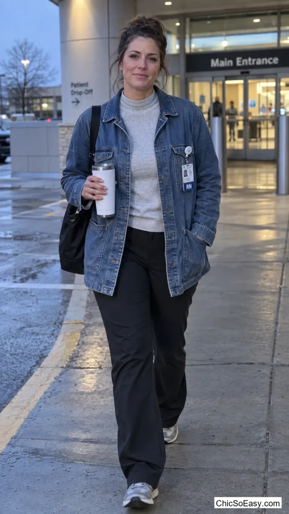Mock-Neck Layer Under a Chore Coat