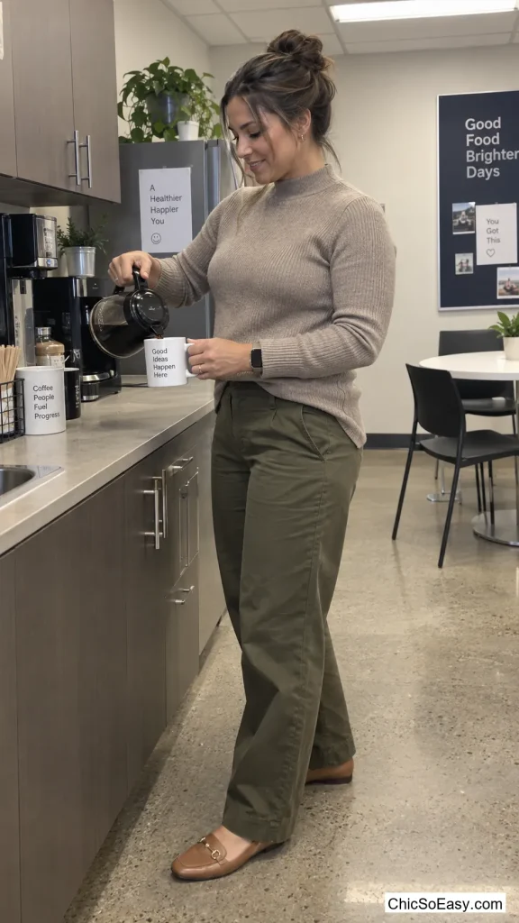 Mock-Neck Sweater Tucked Halfway In