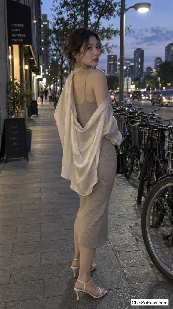 One-Button Shirt Draped Like a Cape
