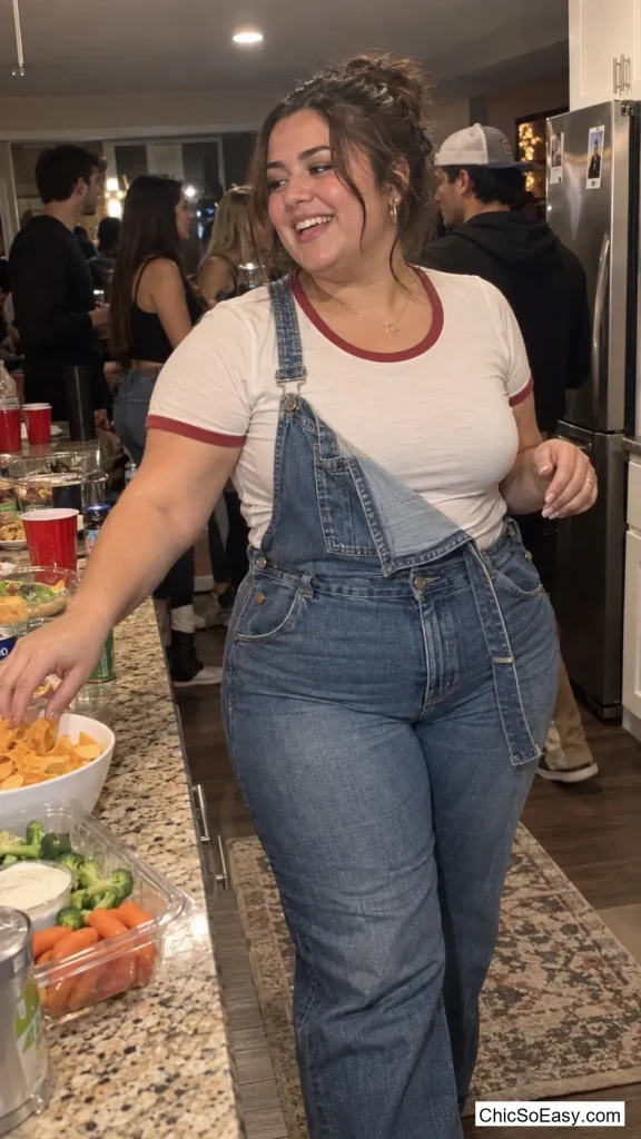 Overalls with One Strap Undone