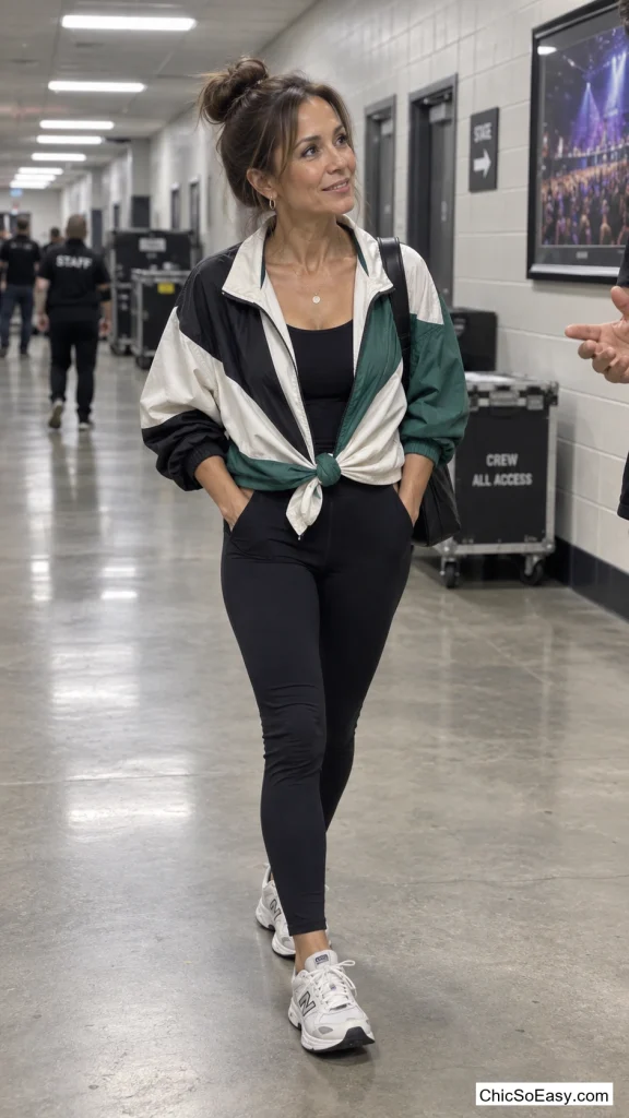 Oversized Windbreaker Knotted at the Waist