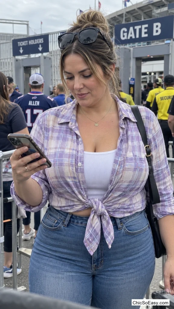 Pastel Plaid Button-Down Tied at the Waist