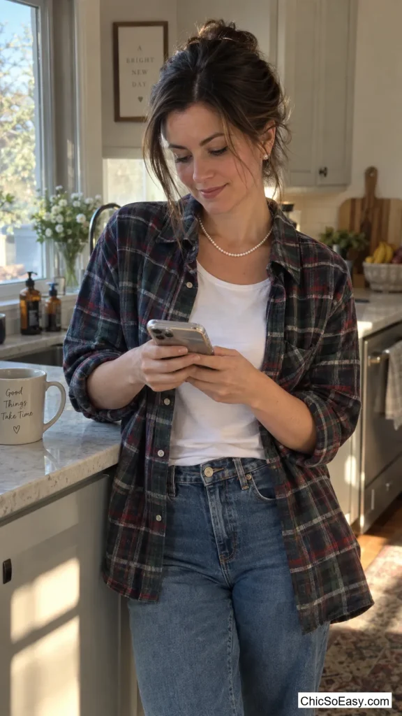 Pearls with an Everyday Flannel