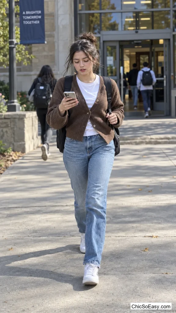 Plain Tee, Jeans, and a Thrifted Cardigan