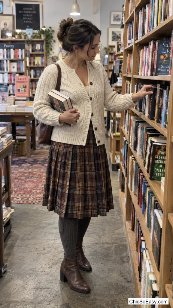 Pleated Midi with Ribbed Tights