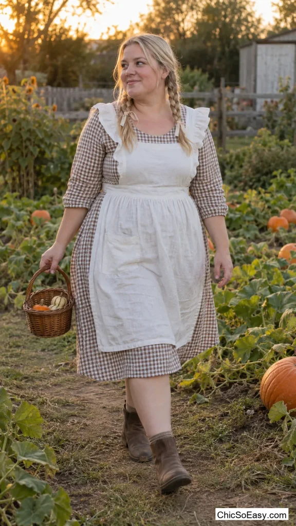 Prairie Girl in Gingham and Braids