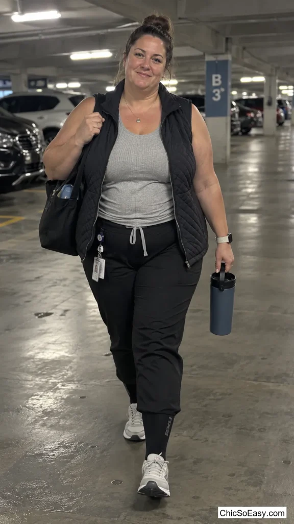 Quilted Vest Over a Ribbed Tank