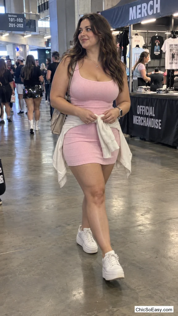 Ribbed Tank Dress With Platform Sneakers