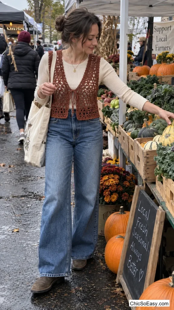 Ribbed Thermal Under Crochet Vest