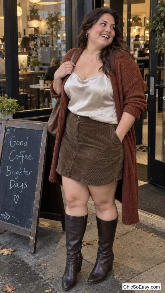 Silk Cami Under Open Cardigan