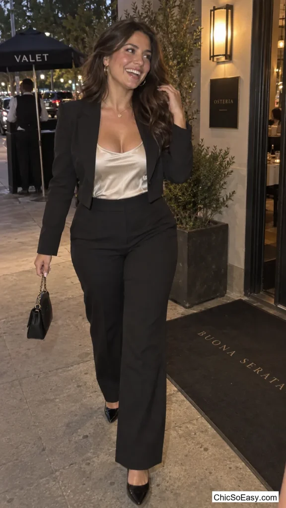 Silk Camisole with a Cropped Blazer