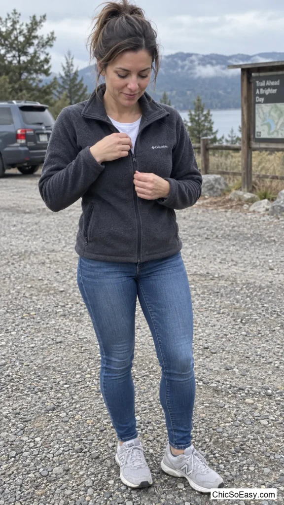 Stretch Jeans with a Zip-Up Fleece