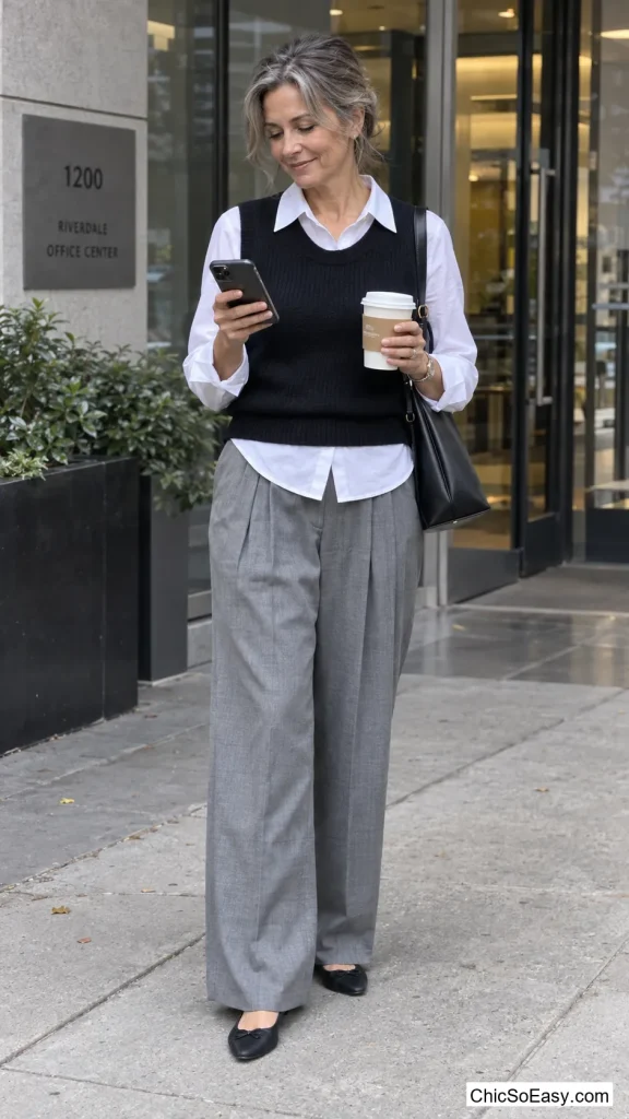 Sweater Vest Over a Collared Shirt