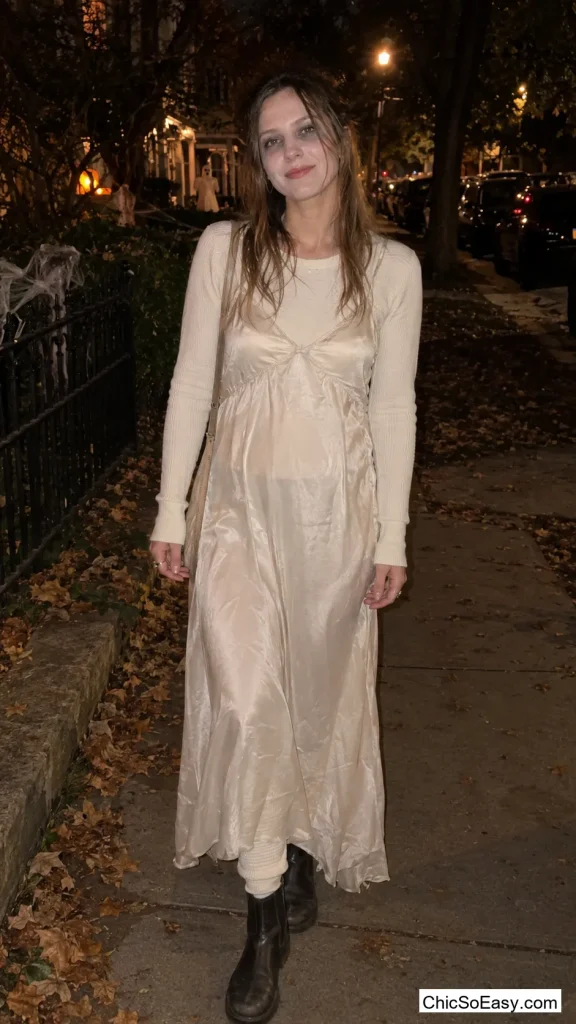 Thermal Leggings Under a Long Slip