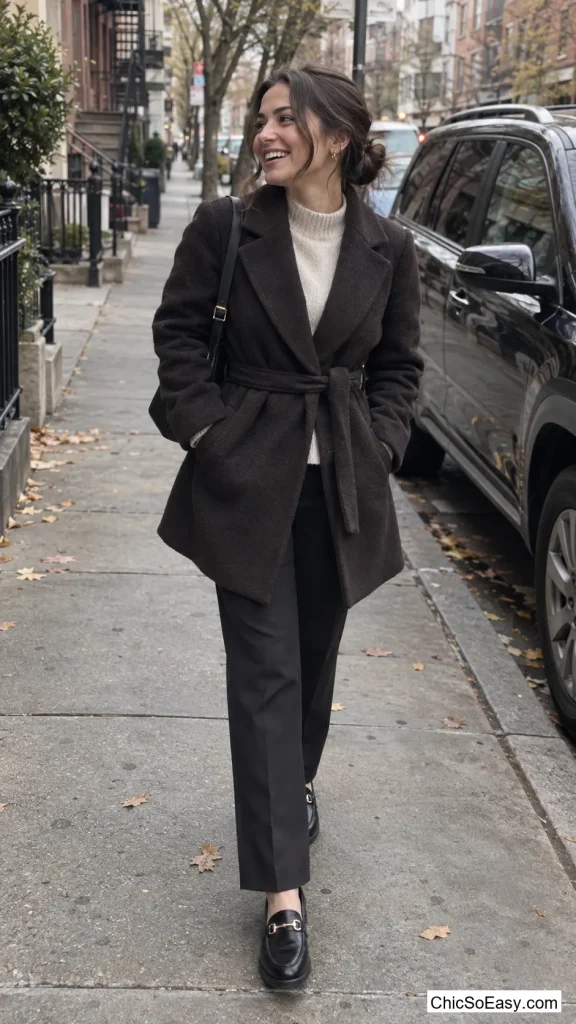 Thigh-Length Wool Coat