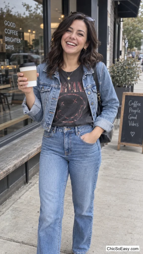 Thrifted Band Tee Under Denim