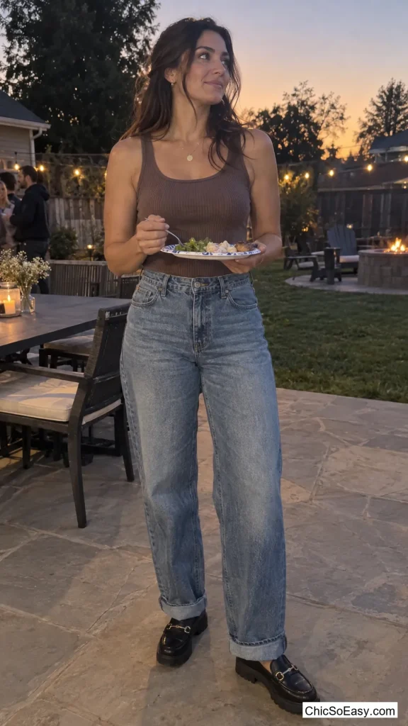 Thrifted Dad Jeans with Chunky Loafers