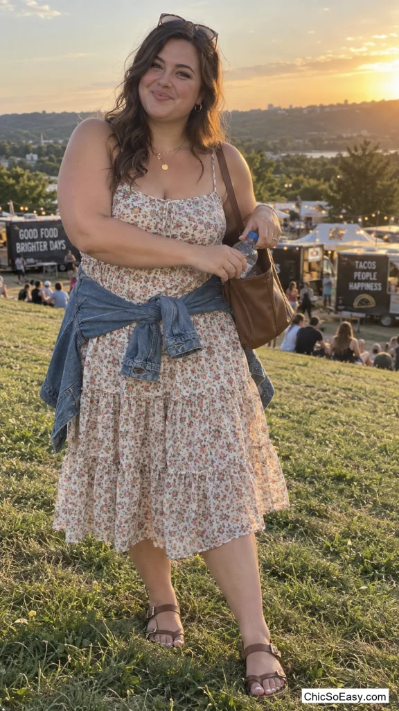 Tiered Sundress With Denim Jacket