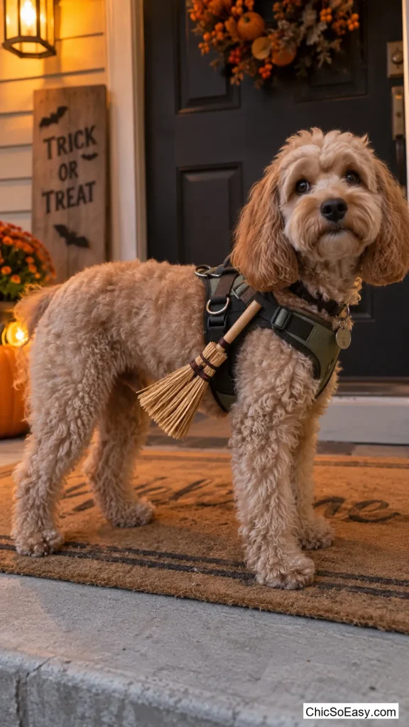Tiny Broomstick Tucked Under a Harness Loop