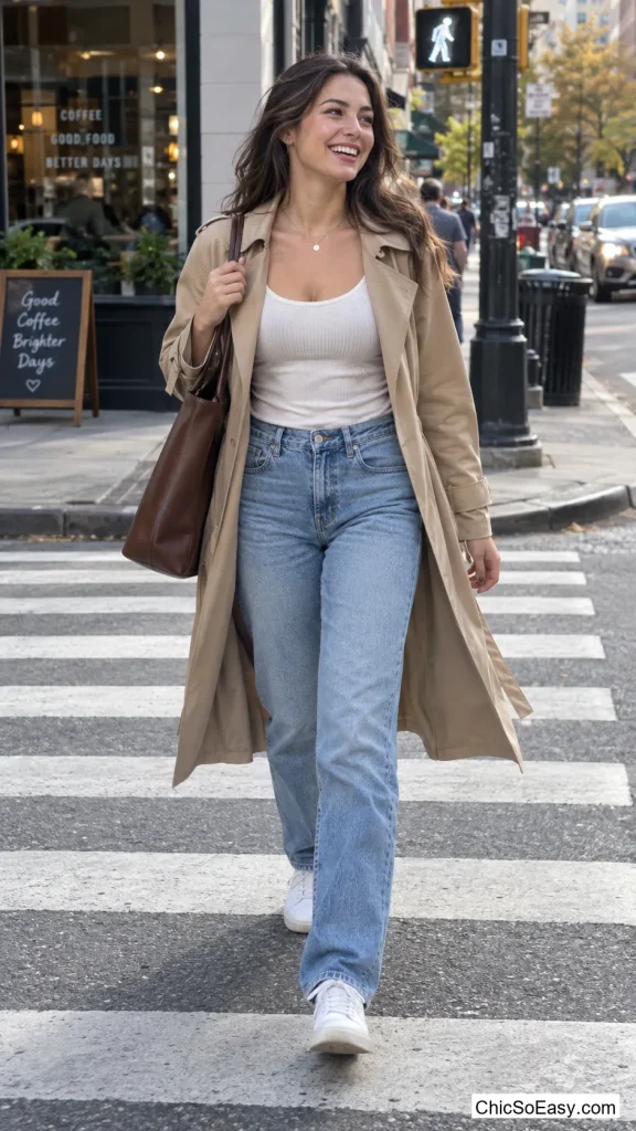 Trench Coat Over Just a Tank