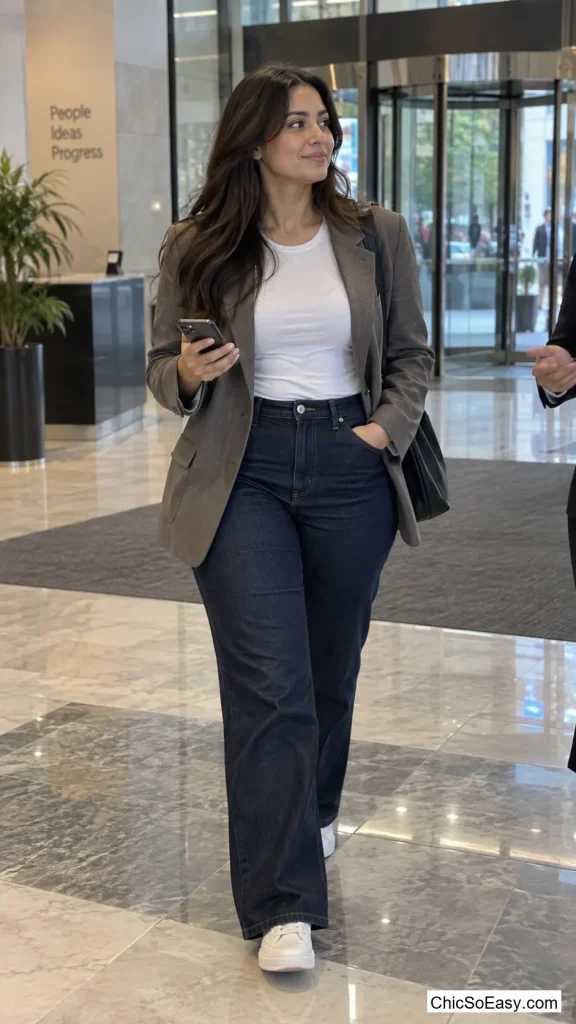 Trouser-Cut Jeans Under an Oversized Blazer