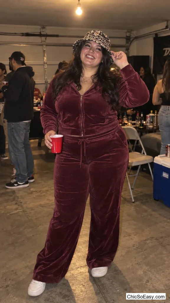 Velour Tracksuit with a Bucket Hat
