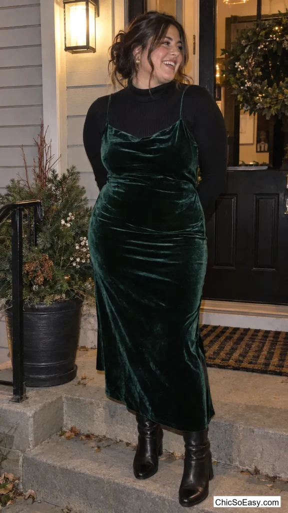 Velvet Slip Over Fitted Turtleneck