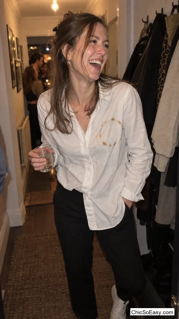 White Shirt With One Coffee Stain