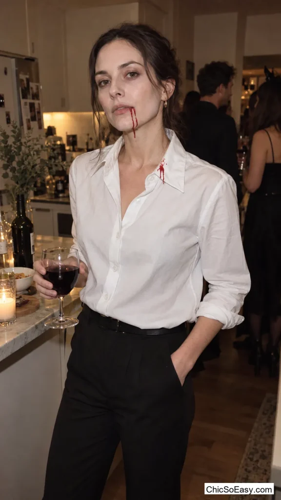 White Shirt With a Bloodied Collar