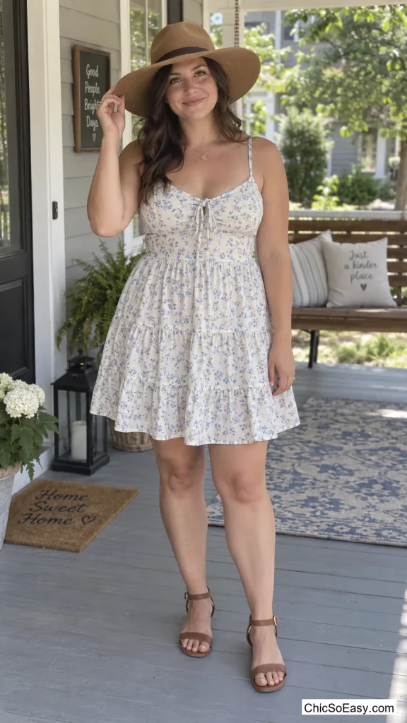 Wide-Brim Felt Hat and Sundress