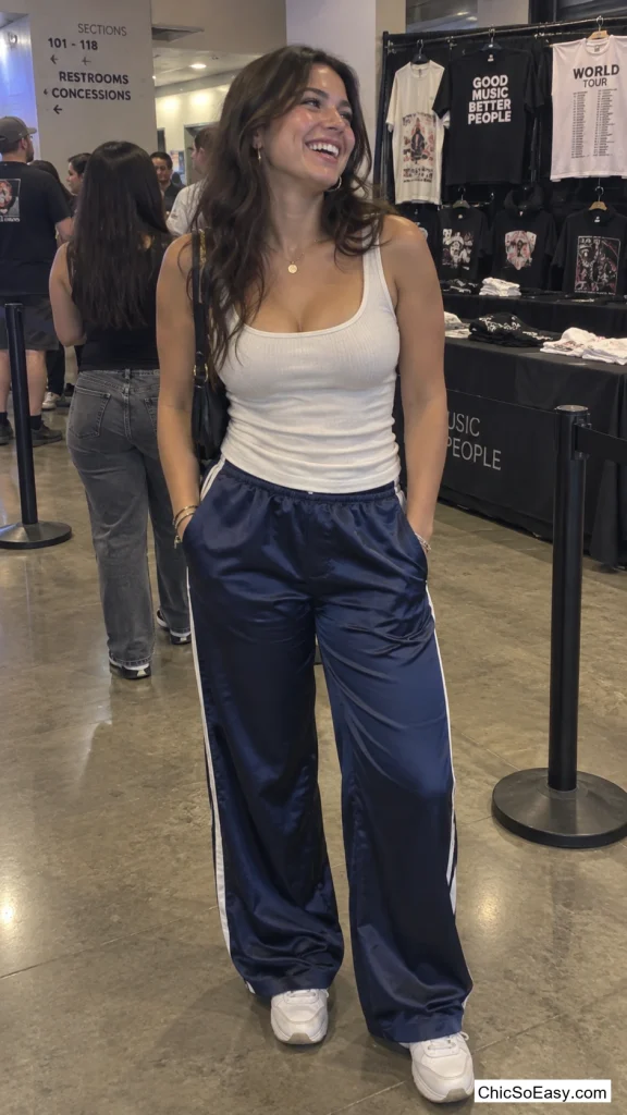 Wide-Leg Track Pants with a Fitted Ribbed Tank