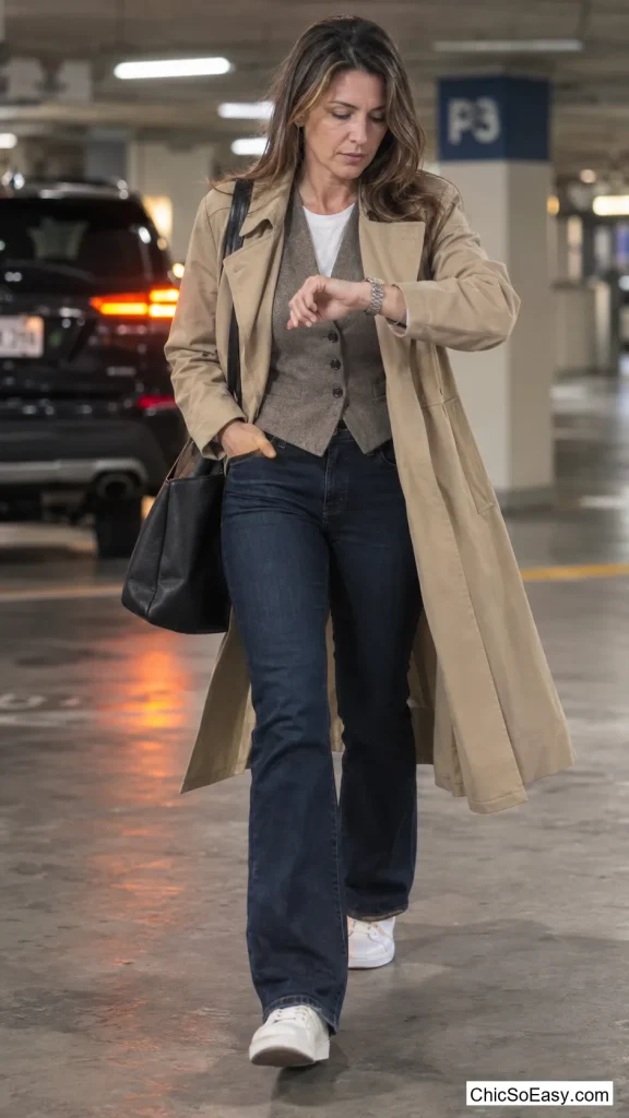 Wool Vest Under an Open Trench