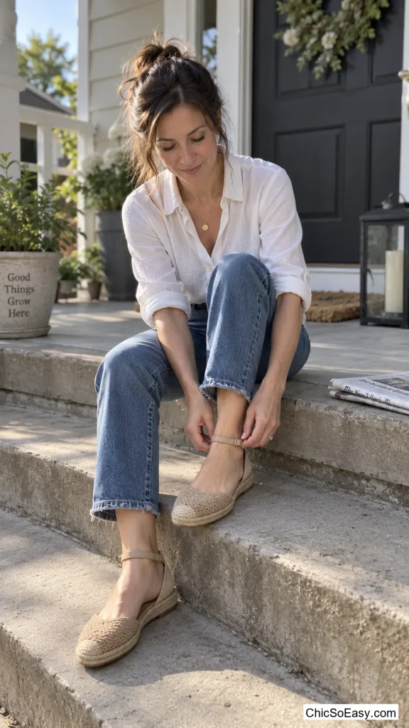 Woven Espadrille Flats Instead of Boots
